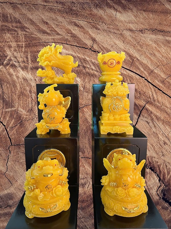 COMBO 6 VẬT PHẨM PHONG THỦY,ÔNG CÓC-TỲ,HÔ LÔ,TÚI TIỀN,BÁT TỤ BẢO,BẮP CẢI